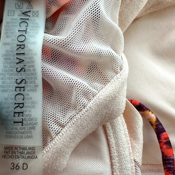 Victoria's Secret Tankini Swim Top Halter Fitted Printed Underwired Red 36D - Picture 2 of 4